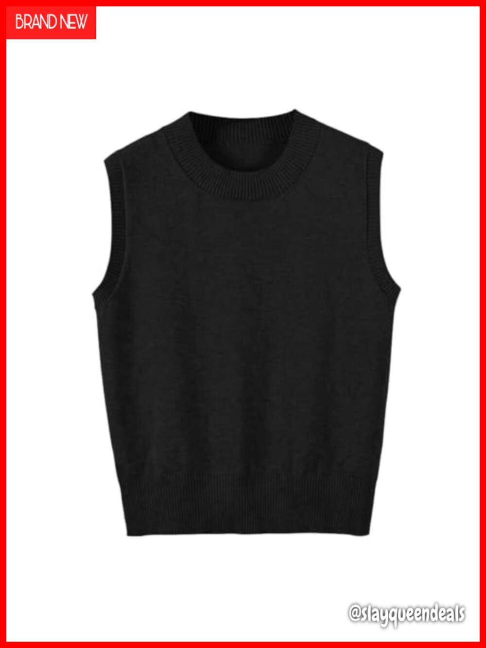Women's Ribbed Knit Sleeveless Sweater Vest Crew Neck Pullover Tank Top